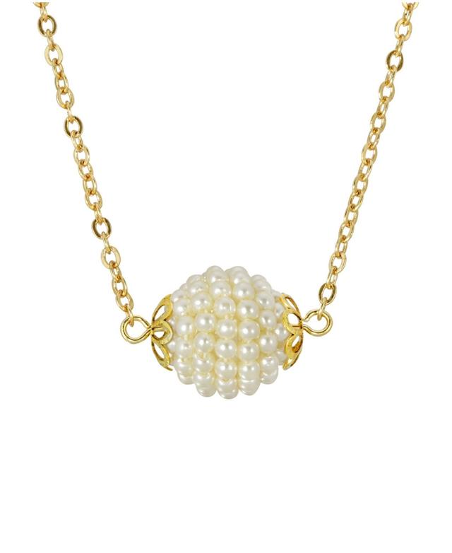 1928 Gold Tone Simulated Pearl Seeded Ball Necklace, Womens, White Product Image