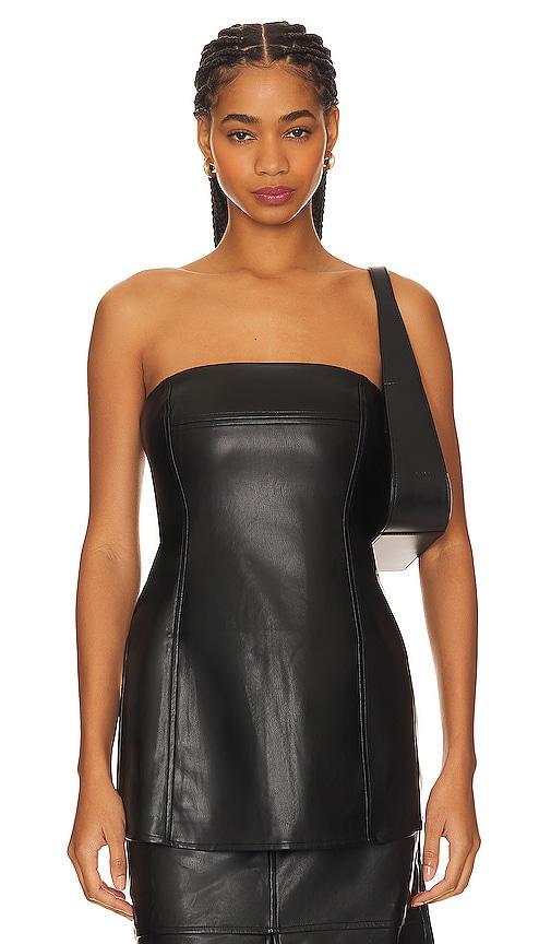 WeWoreWhat Faux Leather Strapless Top Product Image