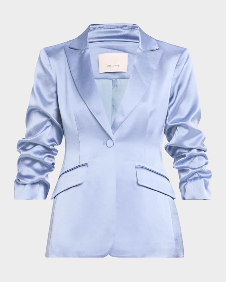 Cheyenne Smooth Satin Scrunched-Sleeve Blazer Product Image