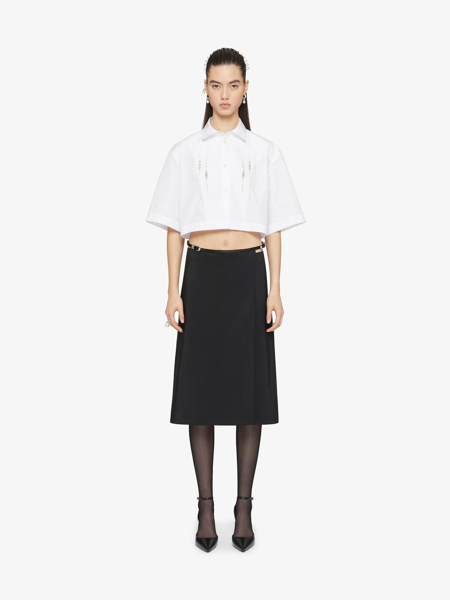 Cropped shirt in poplin with crystals product image