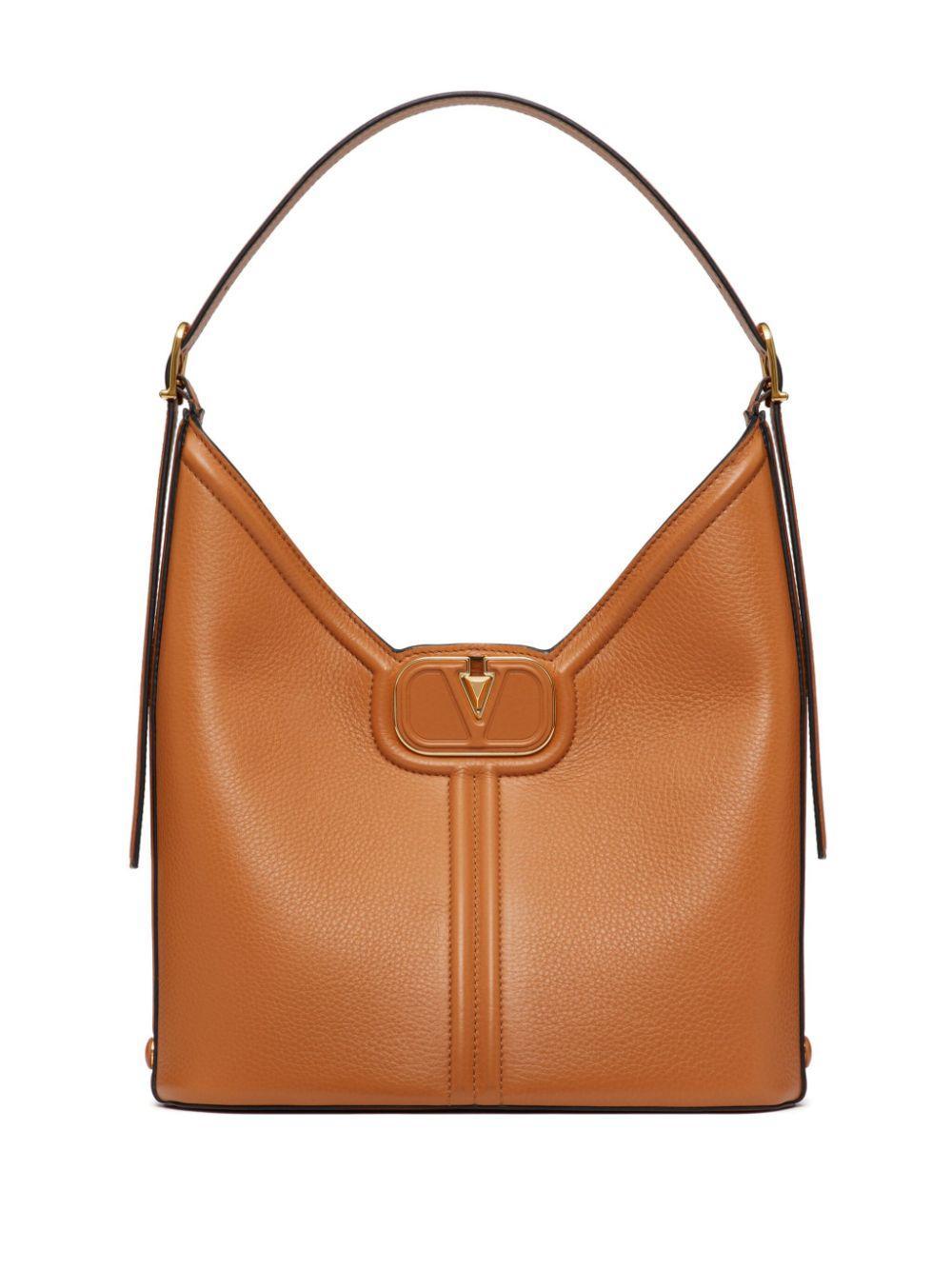 VALENTINO GARAVANI Vlogo Leather Tote Bag In Brown Product Image