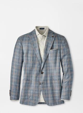 Peter Millar Mens Andover Plaid Soft Jacket | Color: Blue Pearl | Size: 48 Product Image