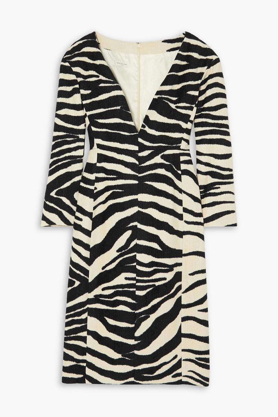 Debra Zebra Print Midi Dress - Women's - Cotton/viscose/acrylic/polyamidenylonpolyesterviscose In Ecru Product Image