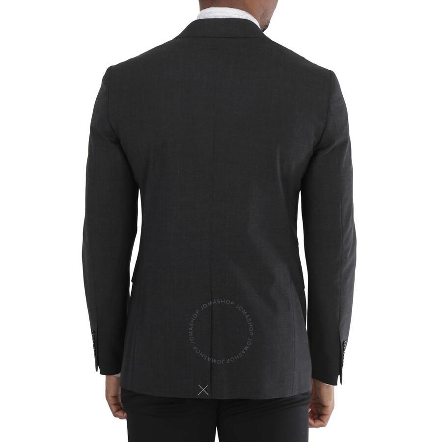 Dark Grey Melange Pocket Detail Stretch Wool Tailored Jacket Product Image