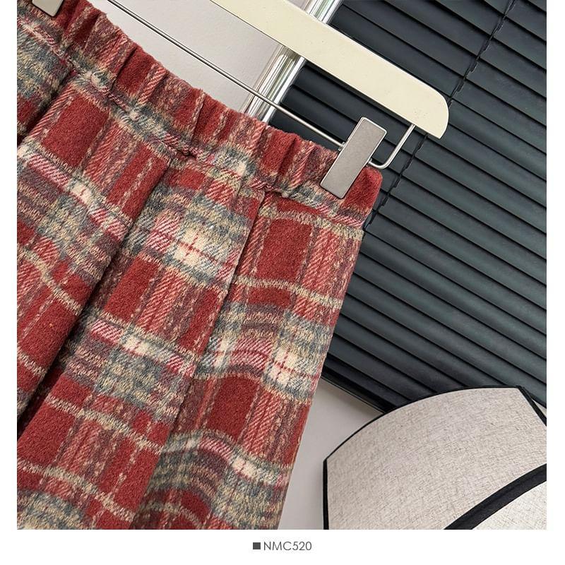 Fringed Plaid Mini Skirt Product Image