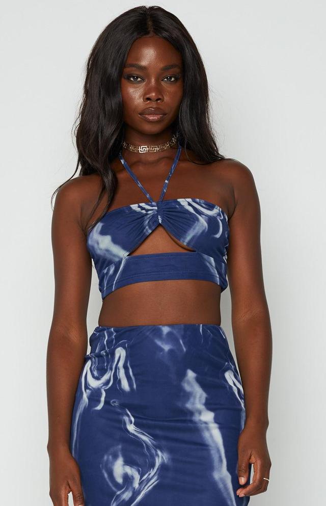 Brianna Navy Mesh Crop Top Product Image