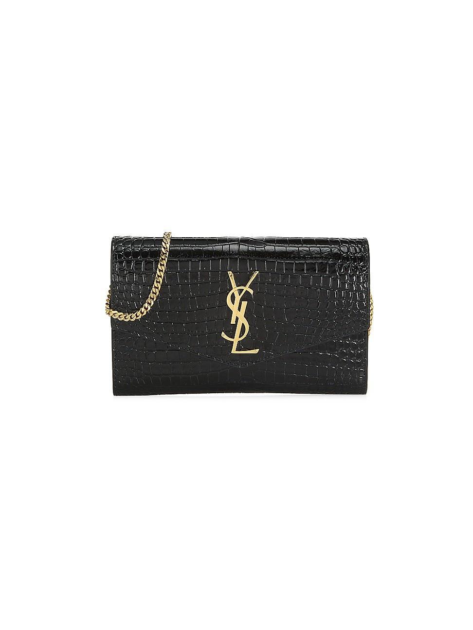 Womens Uptown Chain Wallet In Crocodile-embossed Shiny Leather Product Image