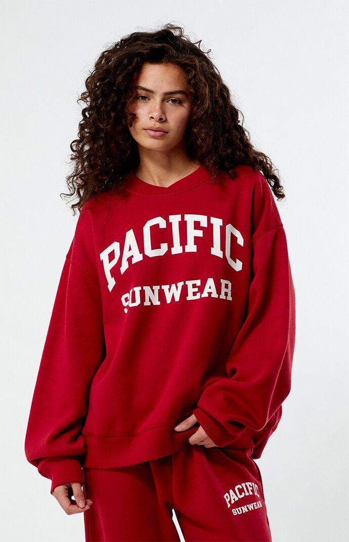 Women's Pacific Sunwear Varsity Crew Neck Sweatshirt Product Image