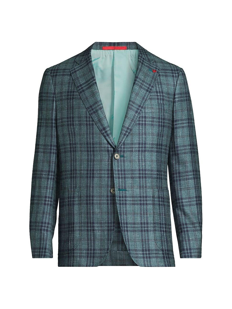 Mens Check Wool-Blend Two-Button Blazer Product Image