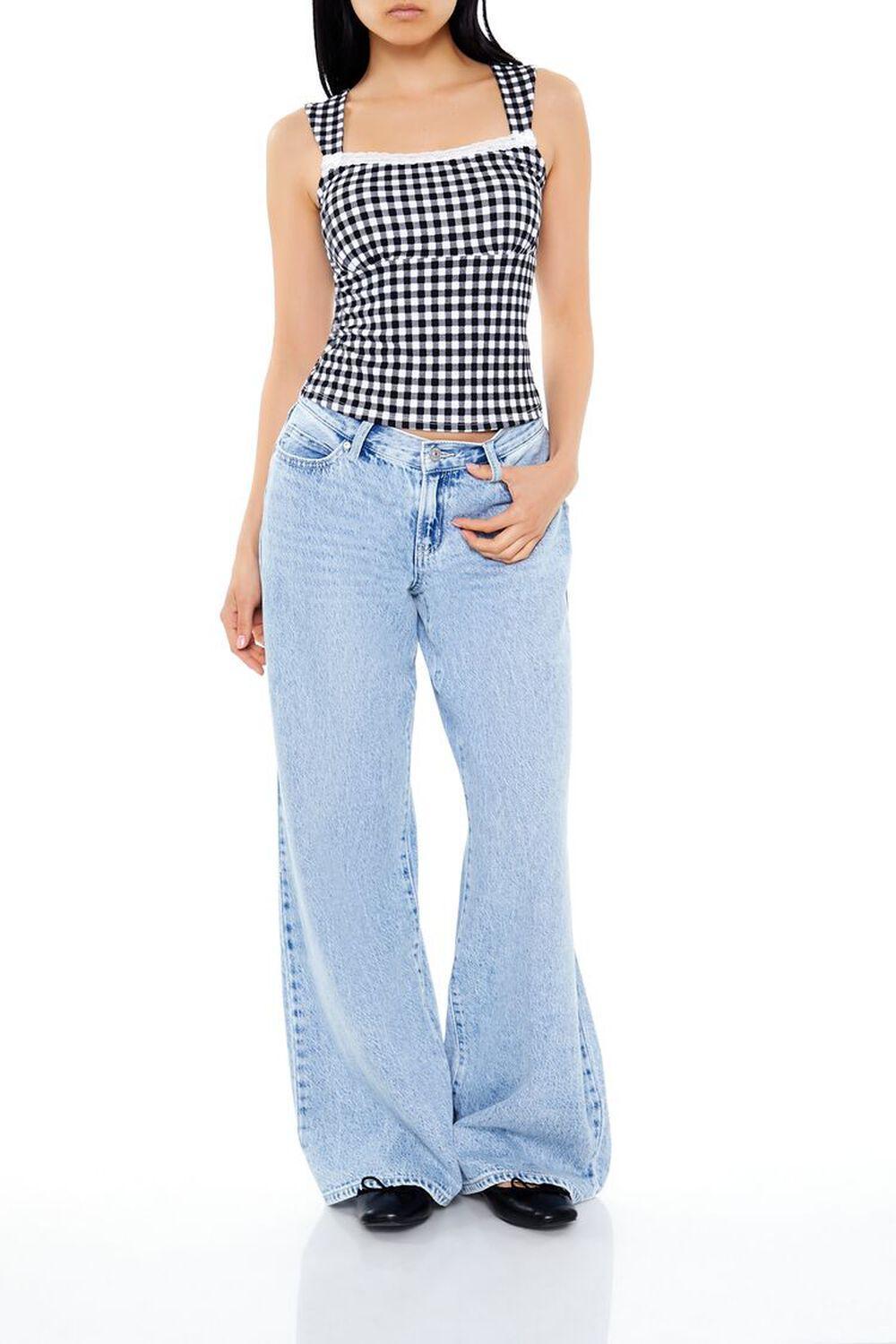 Gingham Lace-Trim Top | Forever 21 Product Image