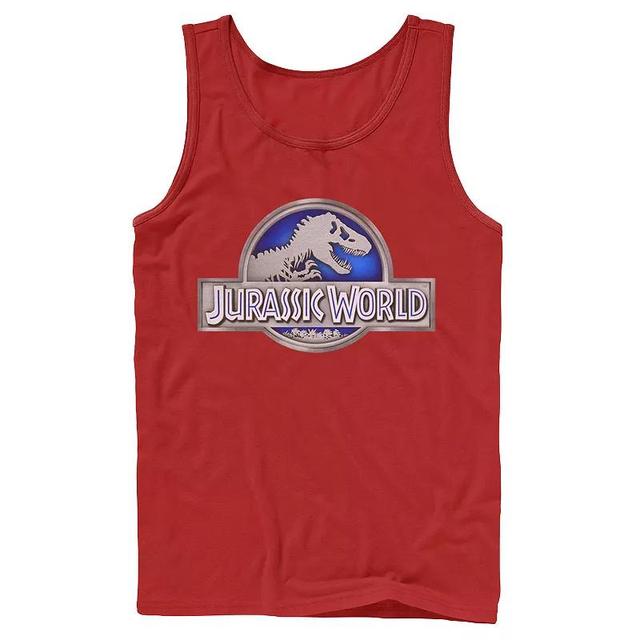 Mens Jurassic World Classic Blue Glow Fossil Logo Graphic Tank Top Black Product Image