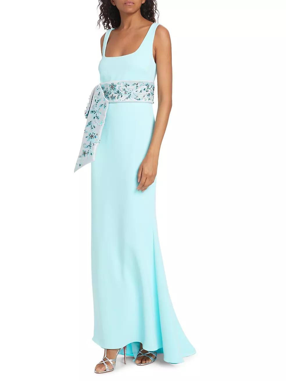 Crystal-Embellished Tie-Waist Gown Product Image