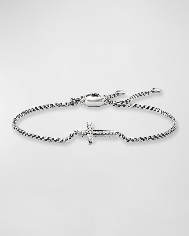 Womens Petite Pav Sterling Silver & Pav Diamond Sideways Cross Bracelet Product Image