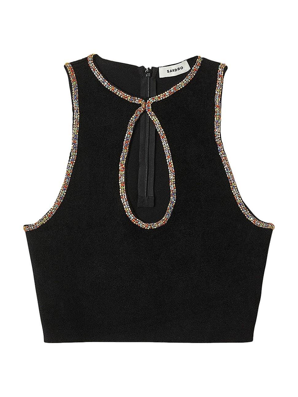 sandro Naam Diamante Accent Keyhole Crop Tank Product Image