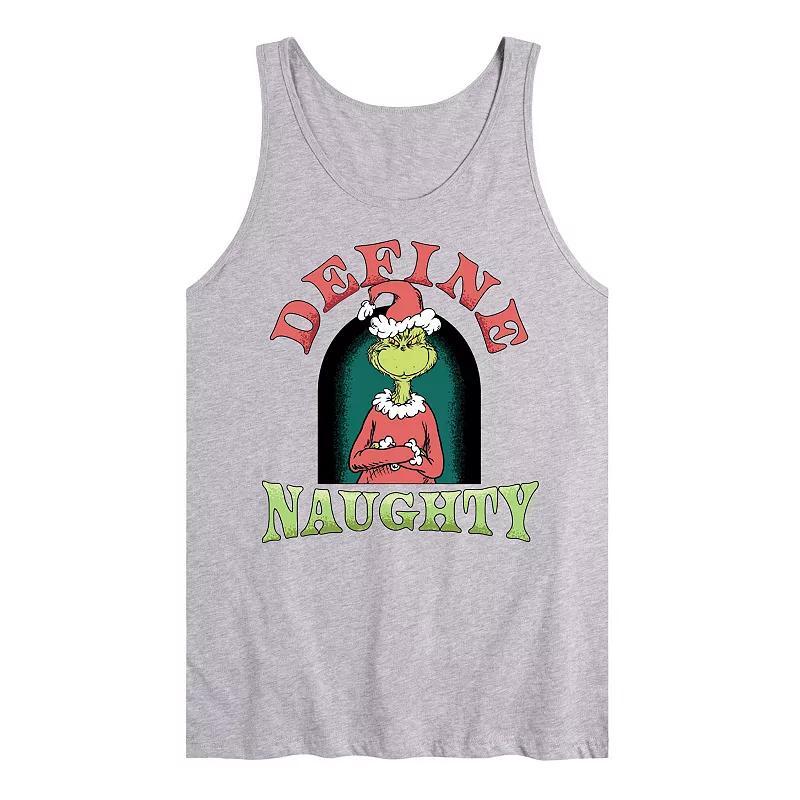 Mens Dr. Seuss The Grinch Define Naughty Graphic Tank Top Grey Gray Product Image