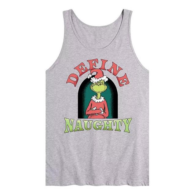 Mens Dr. Seuss The Grinch Define Naughty Graphic Tank Top Grey Gray Product Image