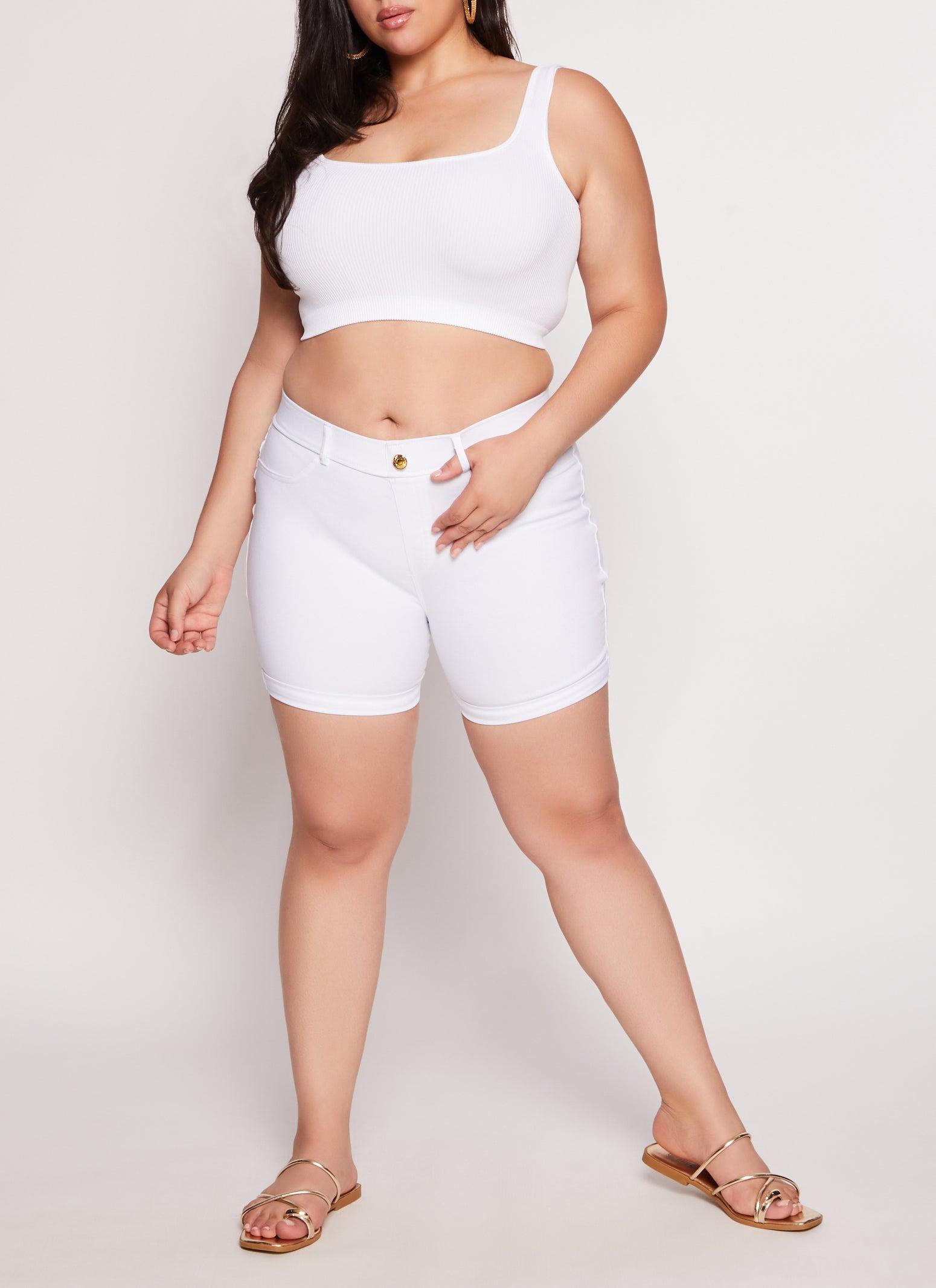 Womens Plus Size High Waist Cuffed Bermuda Shorts Product Image