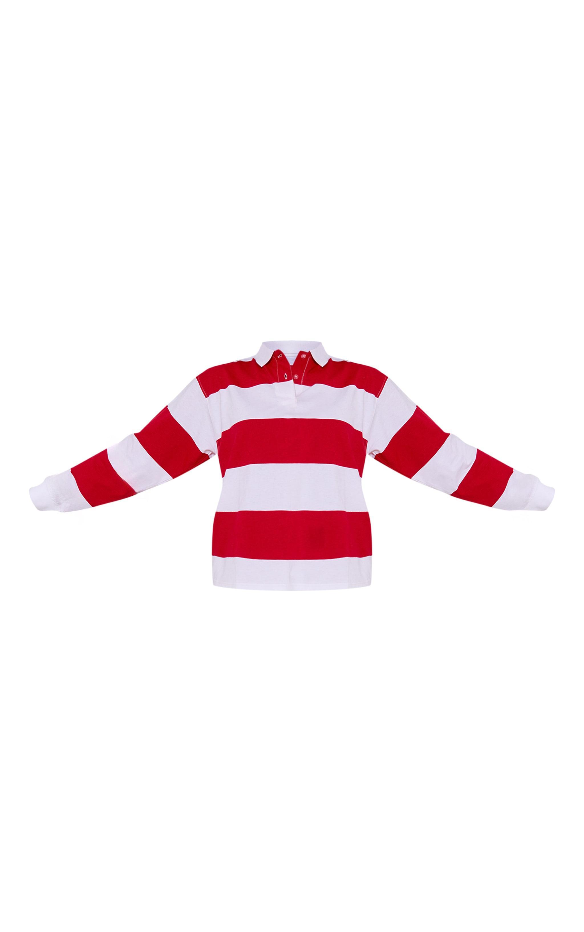 Red Stripey Collared Top Product Image