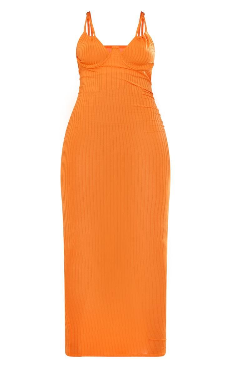 Shape Orange Rib Boning Detail Halterneck Maxi Dress Product Image