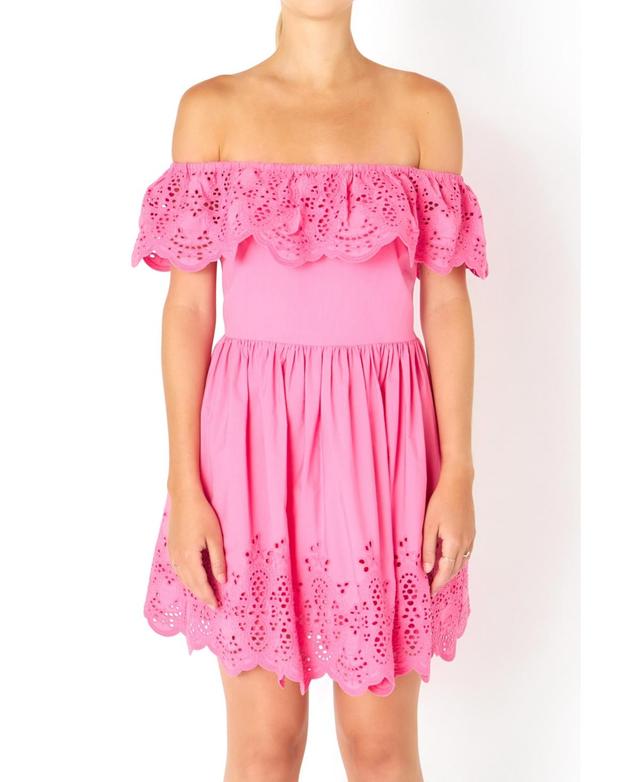 endless rose Womens Scalloped Off The Shoulder Mini Dress Product Image