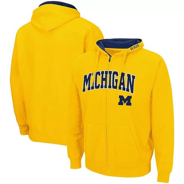 Mens Colosseum Maize Michigan Wolverines Arch and Logo 3.0 Full-Zip Hoodie Product Image