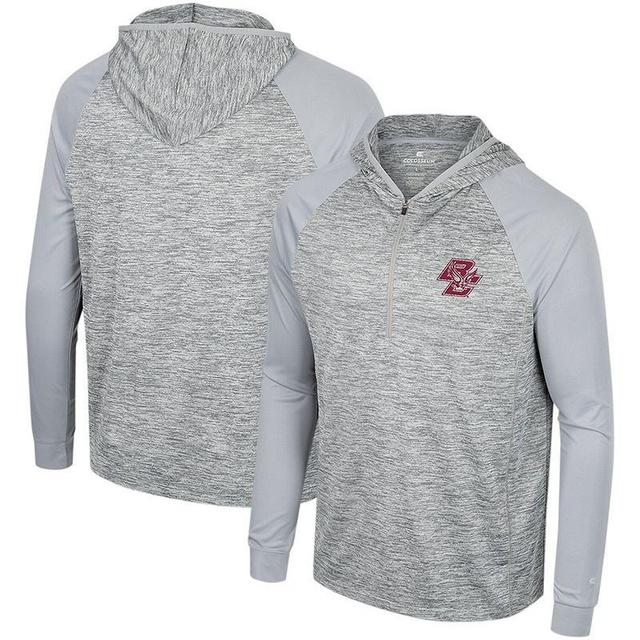 Mens Colosseum Gray Boston College Eagles Cybernetic Raglan Quarter-Zip Hooded Top Product Image