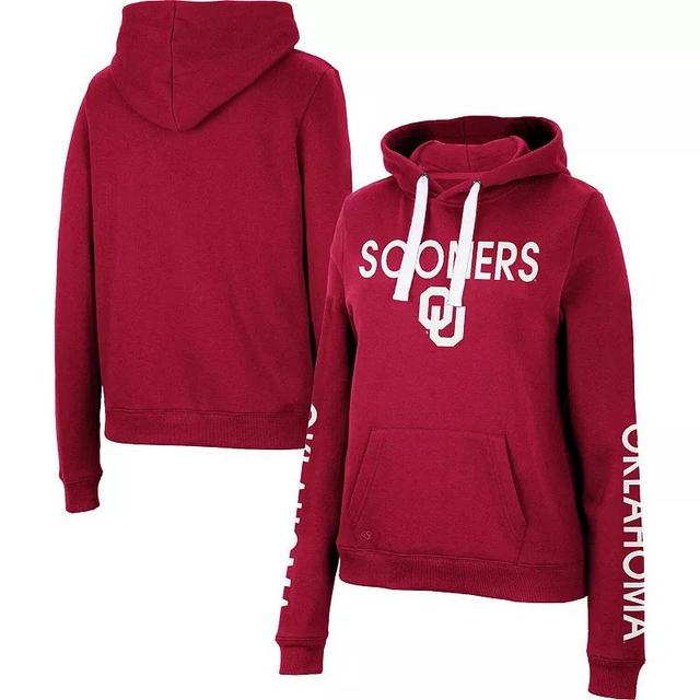 Womens Colosseum Crimson Oklahoma Sooners 3-Hit Pullover Sweatshirt Product Image