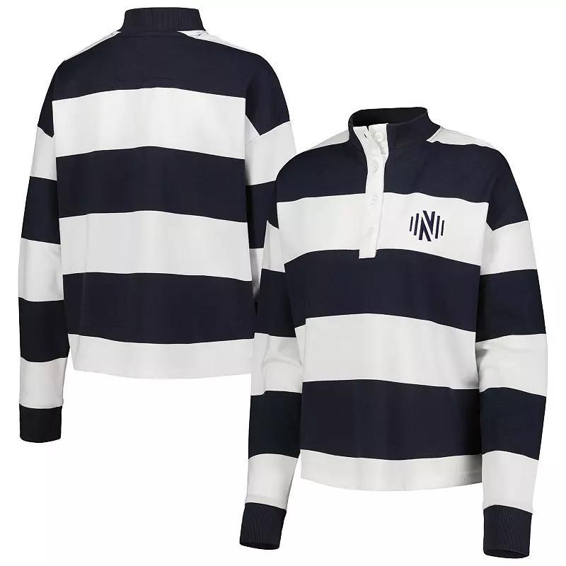 Womens Antigua White Nashville SC Radical Rugby Stripe Long Sleeve T-Shirt Product Image