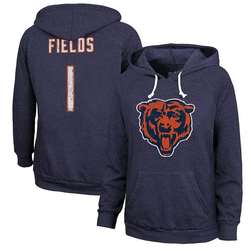 Womens Majestic Threads Justin Fields Chicago Bears Name & Number Pullover Hoodie Blue Product Image