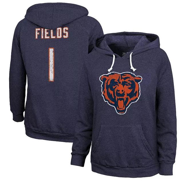 Womens Majestic Threads Justin Fields Chicago Bears Name & Number Pullover Hoodie Blue Product Image