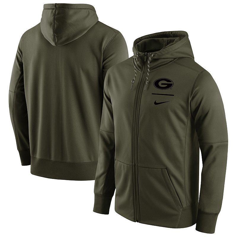 Mens Nike Olive Georgia Bulldogs Tonal Logo Stack Performance Full-Zip Hoodie Product Image