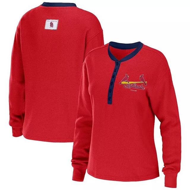 Womens WEAR by Erin Andrews Cardinal Arizona Cardinals Waffle Henley Long Sleeve T-Shirt Product Image