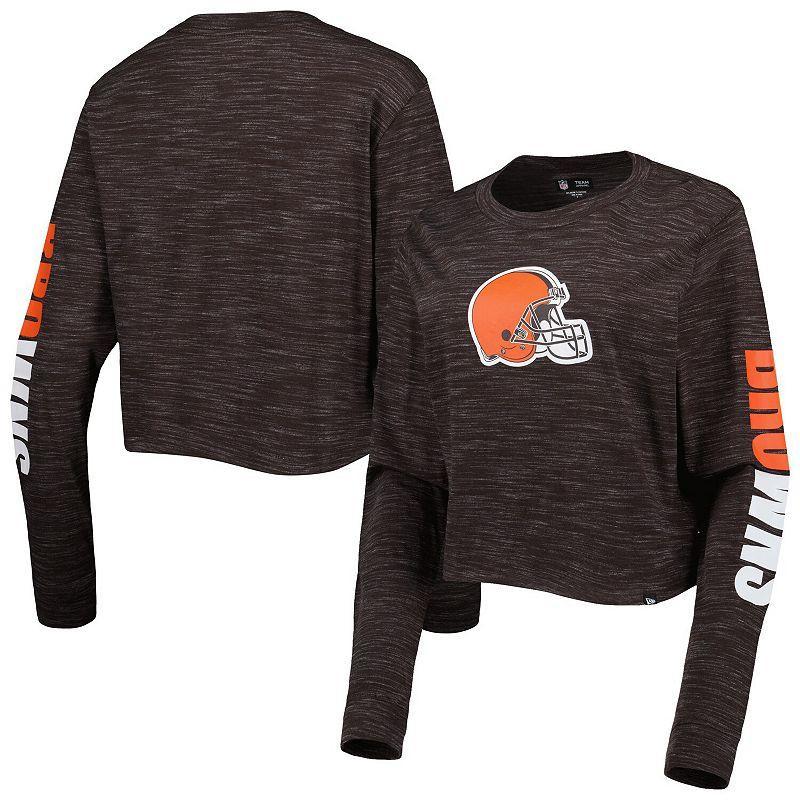 Womens New Era Brown Cleveland Browns Crop Long Sleeve T-Shirt Product Image