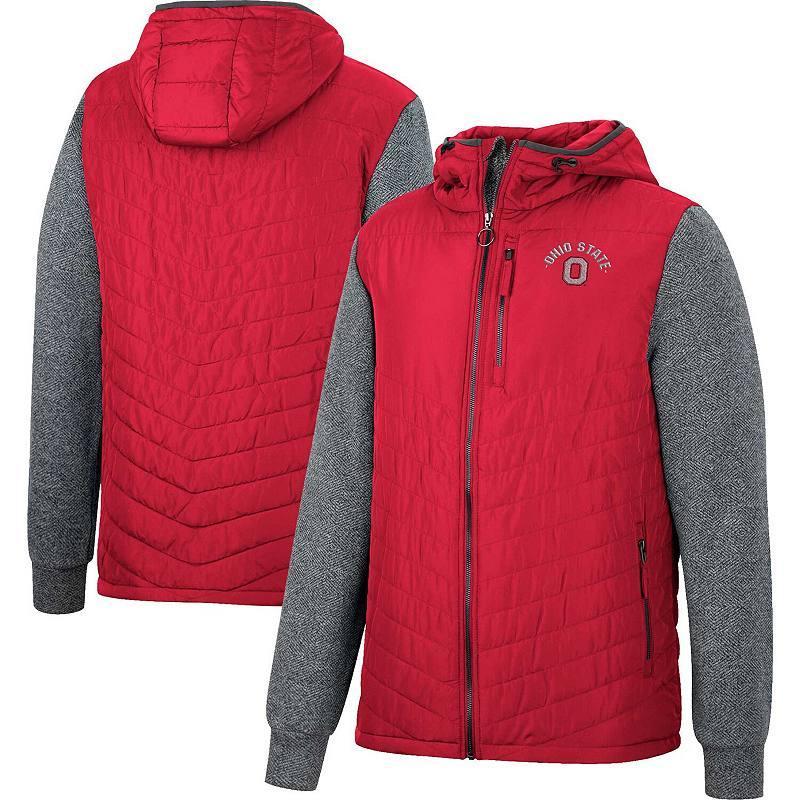 Mens Colosseum Crimson/Charcoal Washington State Cougars Course Herringbone Full-Zip Hoodie Product Image