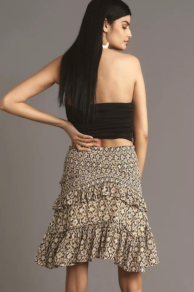 By Anthropologie Asymmetrical Smocked Mini Skirt Product Image