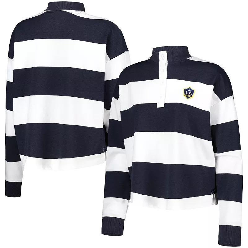 Womens Antigua LA Galaxy Radical Rugby Stripe Long Sleeve T-Shirt Product Image