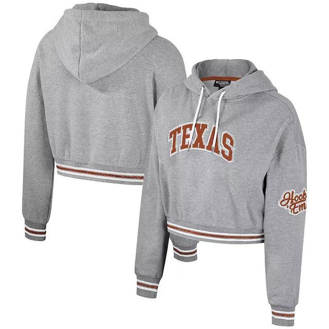 Womens The Wild Collective Heather Gray Texas Longhorns Cropped Shimmer Pullover Hoodie Product Image