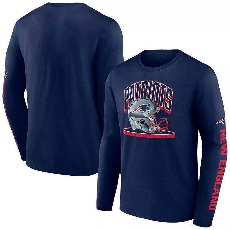 Mens Fanatics New England Patriots Helmet Platform Long Sleeve T-Shirt Blue Product Image