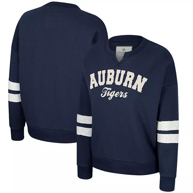 Womens Colosseum Auburn Tigers Perfect DateNotch Neck Pullover Sweatshirt Blue Product Image