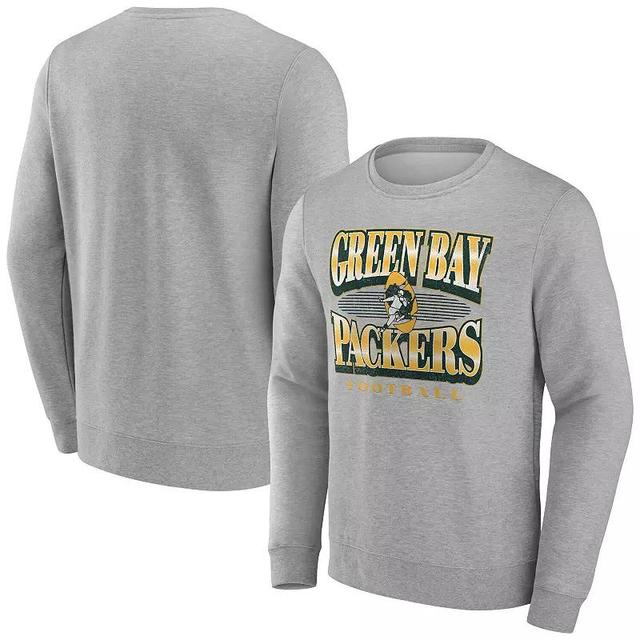 Mens Fanatics Heather Gray Green Bay Packers Chance Throwback Fleece Pullover Sweatshirt Product Image