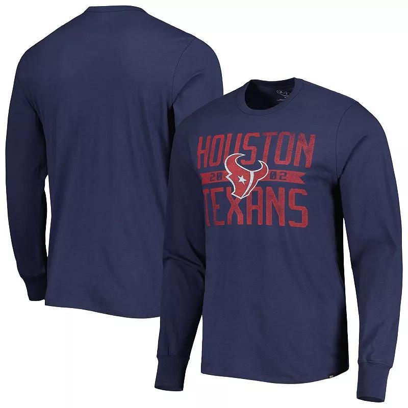 Men's '47 Navy Houston Texans Brand Wide Out Franklin Long Sleeve T-Shirt Product Image