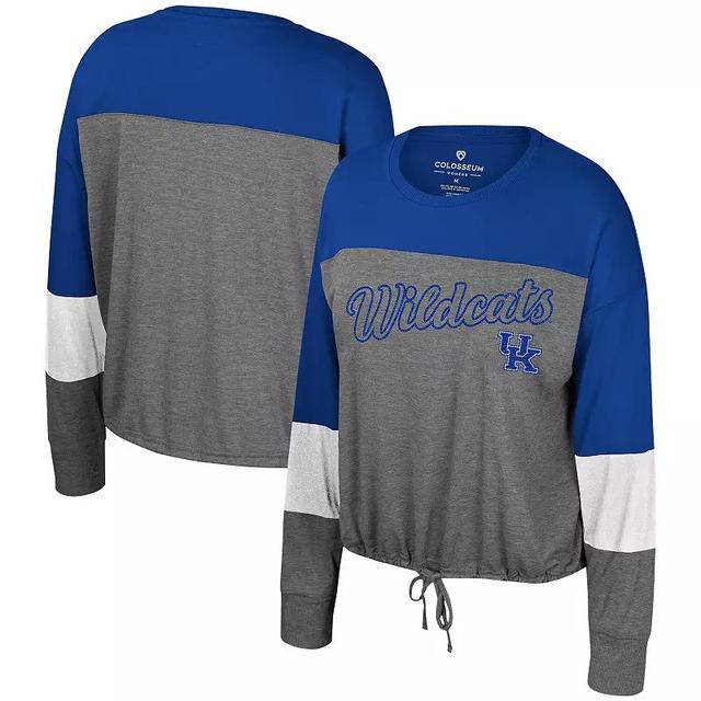 Womens Colosseum Gray Kentucky Wildcats Twinkle Lights Tie Front Long Sleeve T-Shirt Product Image