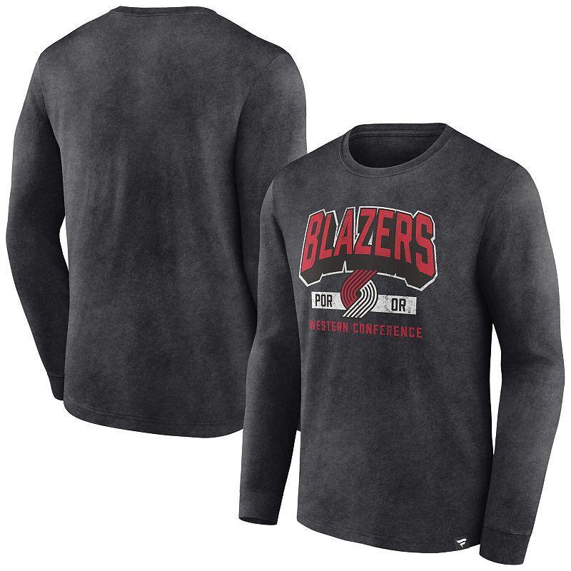 Mens Fanatics Branded Heather Charcoal Portland Trail Blazers Front Court Press Snow Wash Long Sleeve T-Shirt Product Image