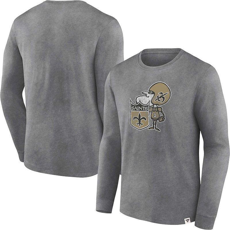 Mens Fanatics Branded Heather Charcoal New Orleans Saints Washed Primary Long Sleeve T-Shirt Product Image