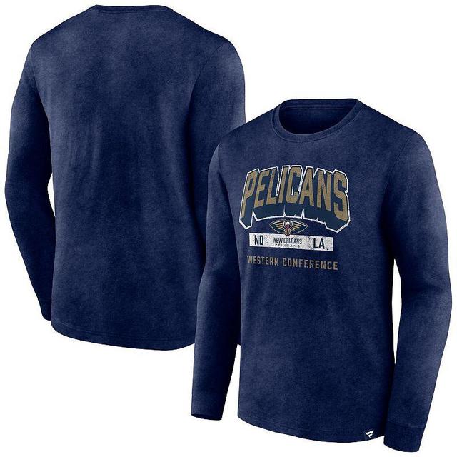 Mens Fanatics Branded Heather New Orleans Pelicans Front Court Press Snow Wash Long Sleeve T-Shirt Blue Product Image