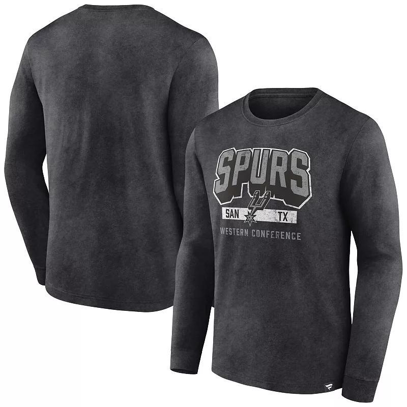 Mens Fanatics Branded Heather Charcoal San Antonio Spurs Front Court Press Snow Wash Long Sleeve T-Shirt Product Image