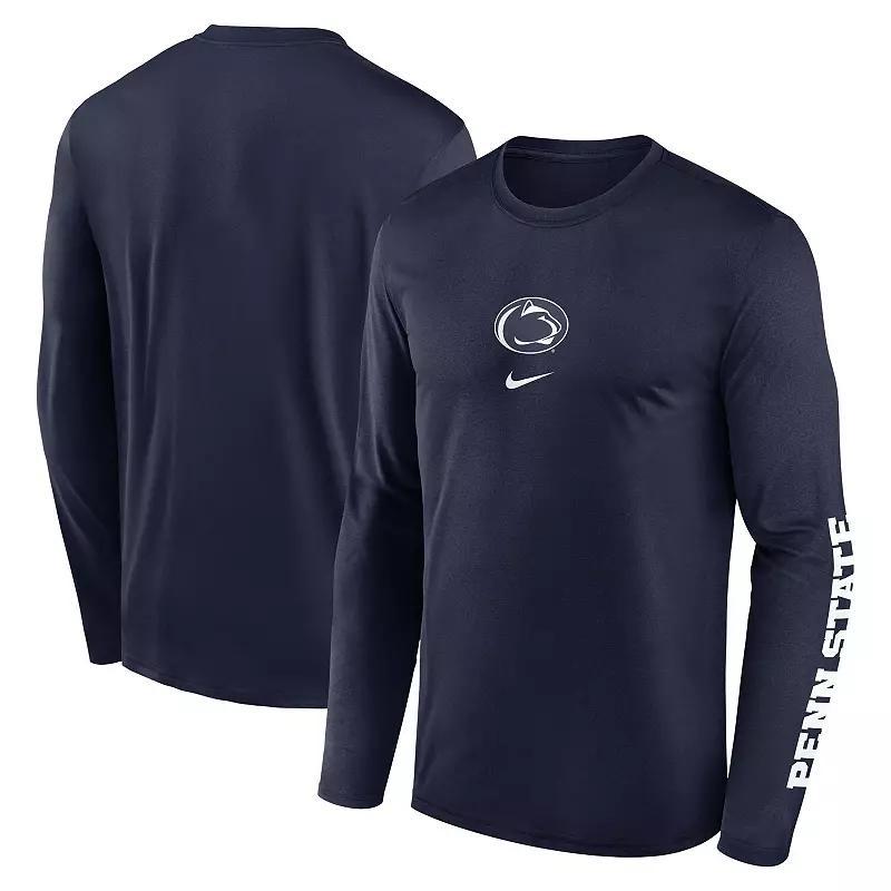 Mens Nike Penn State Nittany Lions Primetime Center Lockup Two-Hit Legend Long Sleeve T-Shirt Blue Product Image