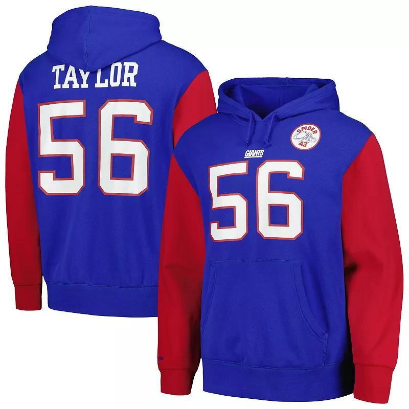 Mens Mitchell & Ness Lawrence Taylor Royal New York Giants Retired Player Name & Number Pullover Hoodie Product Image