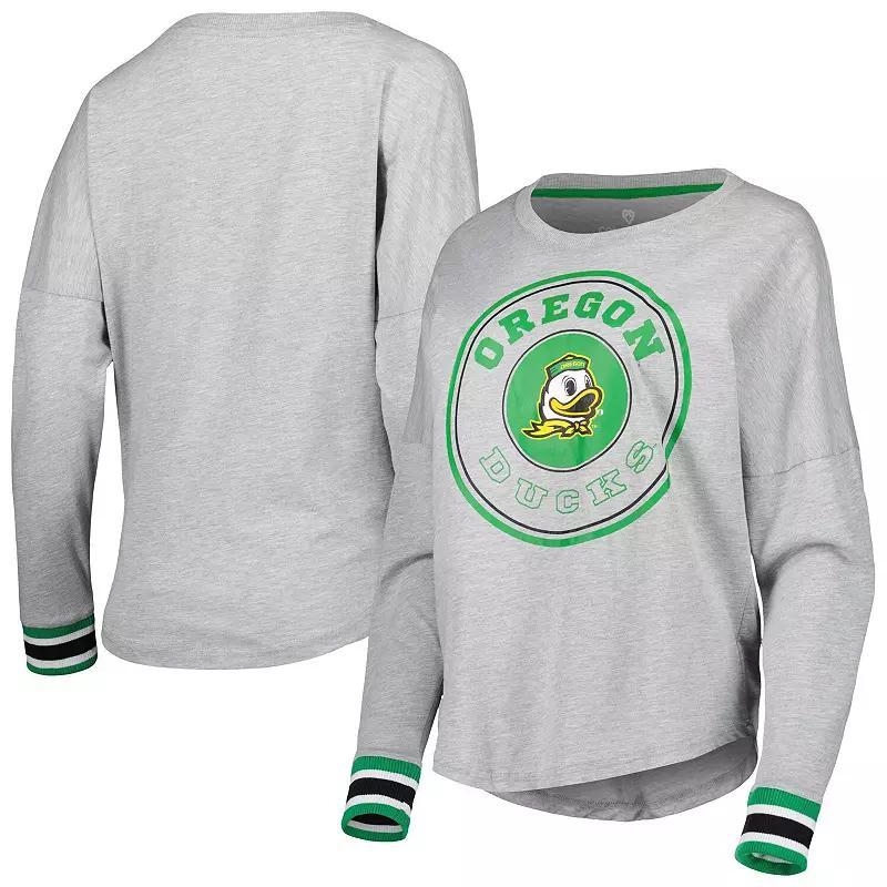 Womens Colosseum Heathered Gray Oregon Ducks Andy Long Sleeve T-Shirt Product Image