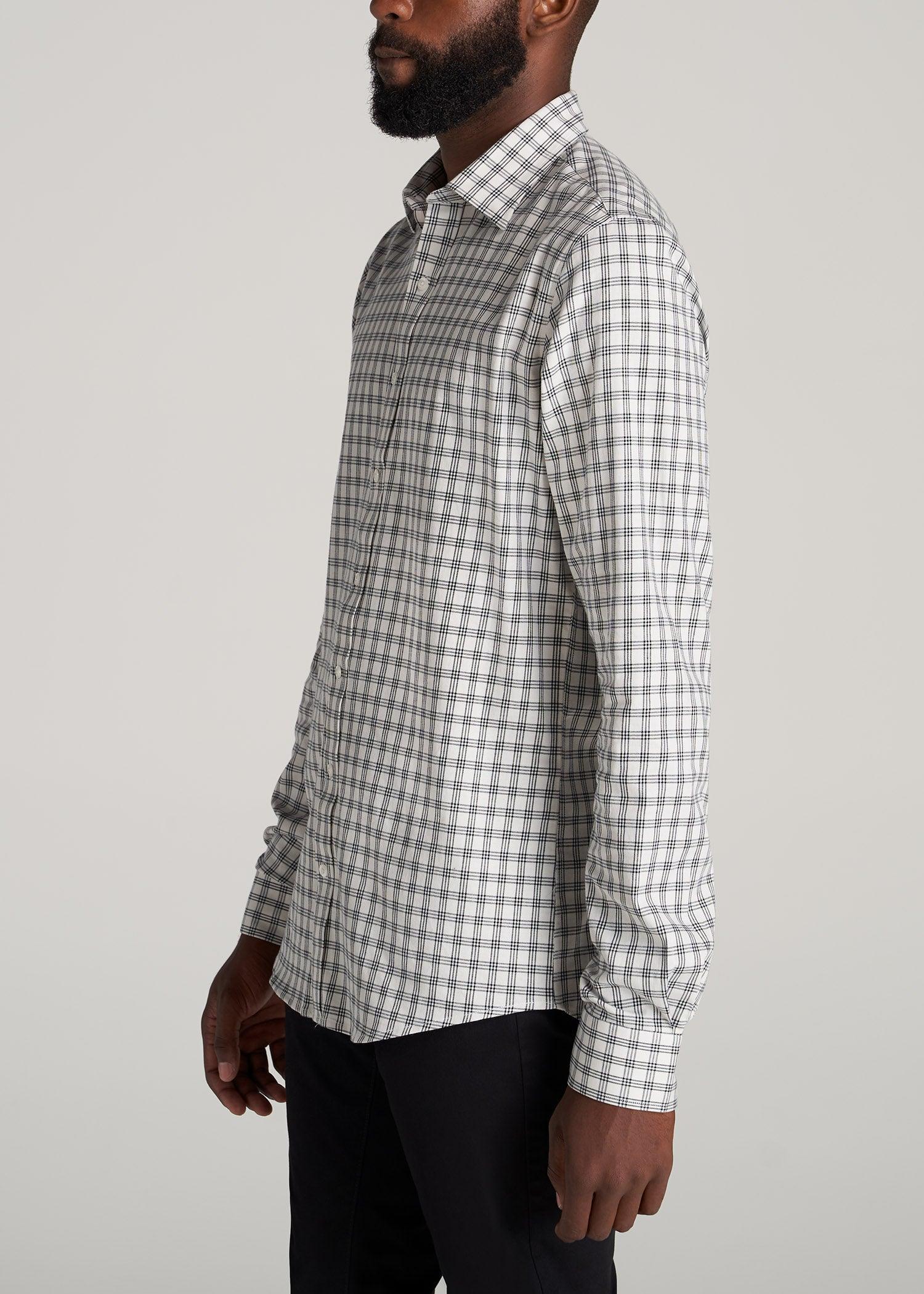 Oskar Button-Up Dress Shirt for Tall Men in Black & White Window Pane Product Image